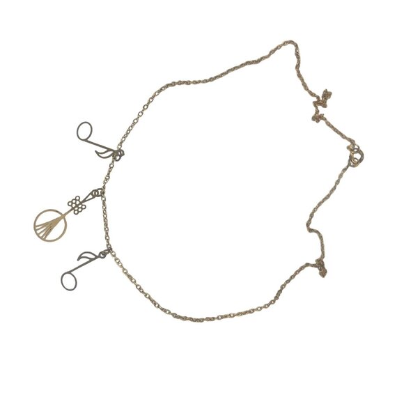 Vintage Gold-Tone Music Note Necklace With Violin Charm - Picture 2 of 6